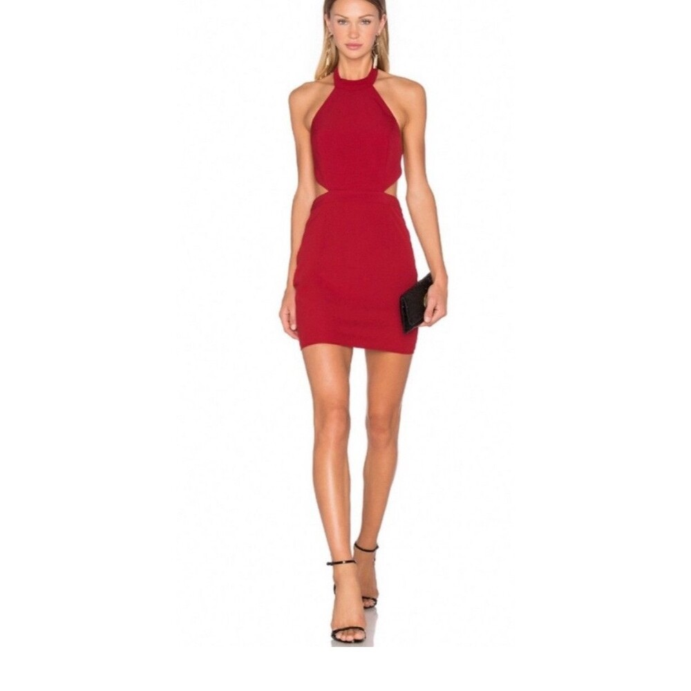NBD X The Naven Twins Red Mini Halter‎ Cut-Out Dress M